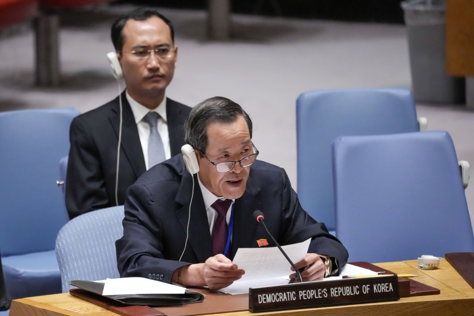 North Korean Ambassador to the United Nations Kim Song addresses a Security Council meeting on North Korea at the United Nations headquarters, July 13, 2023.